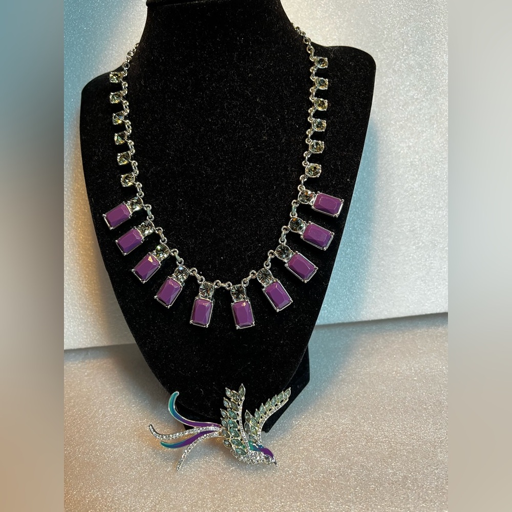 Anne Klein Brooch and Chic Purple Necklace